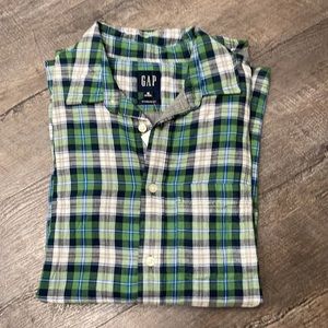 GAP green plaid button down